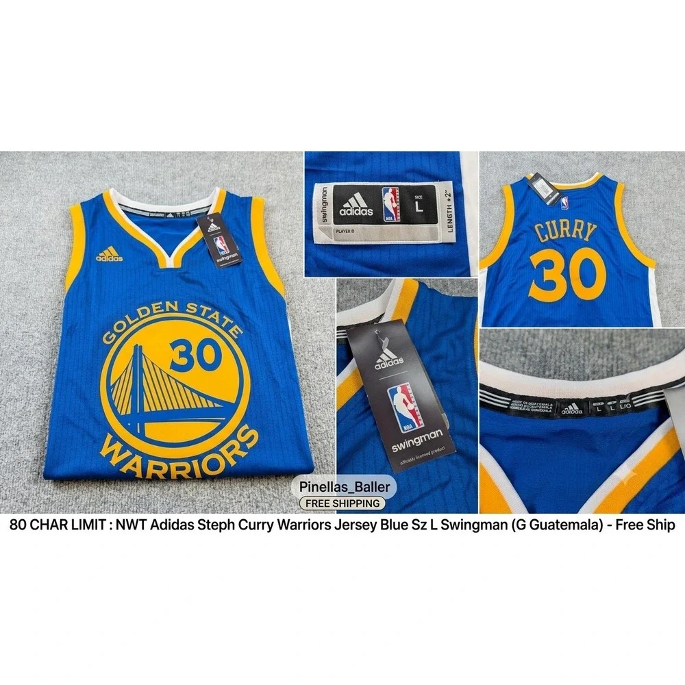 Stephen Curry Warriors Jersey Adidas Swingman Blue Yellow Size Large L NWT New